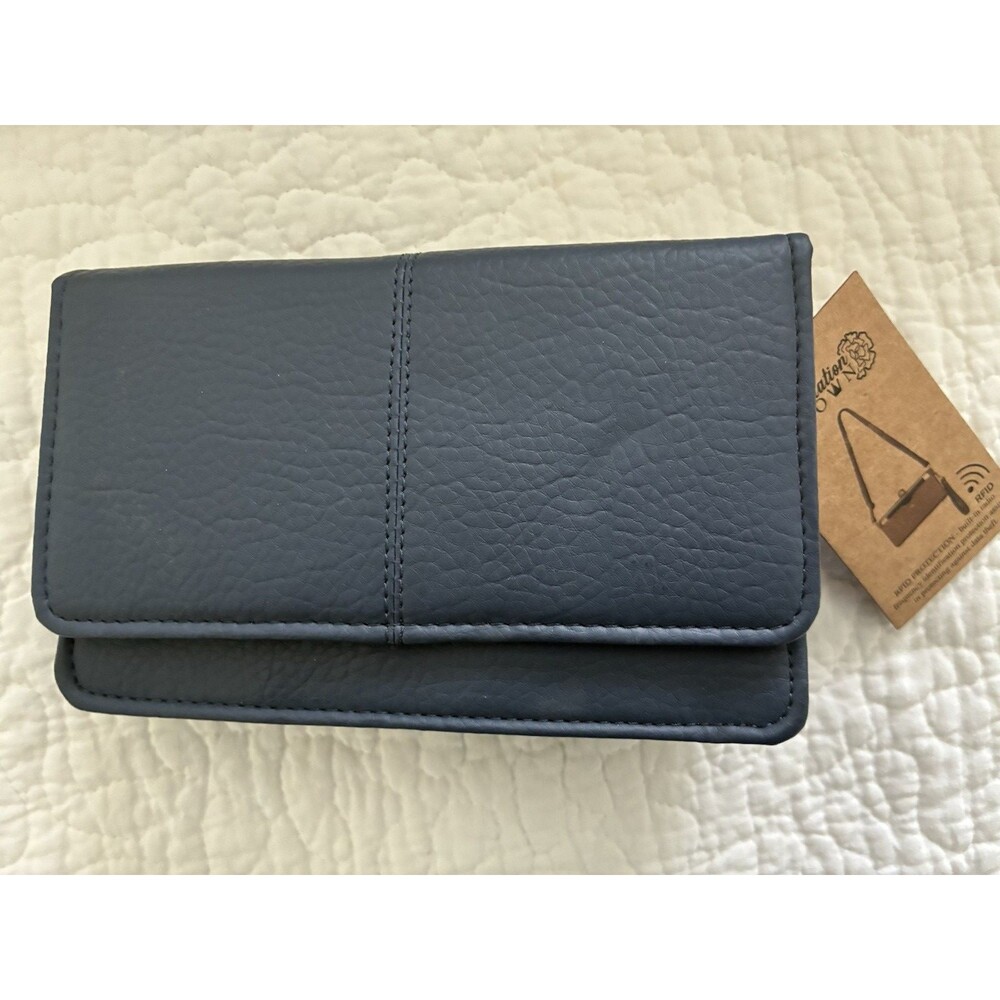 Carnation Crown Leather Crossbody Wallet RFID Wristlet purse cellphone NEW w/tag
